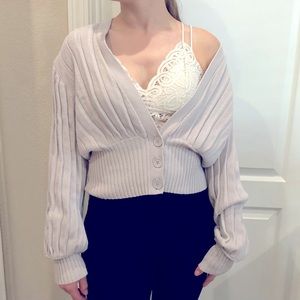 Aritzia Chunky Knit Cropped Lavendar Sweater